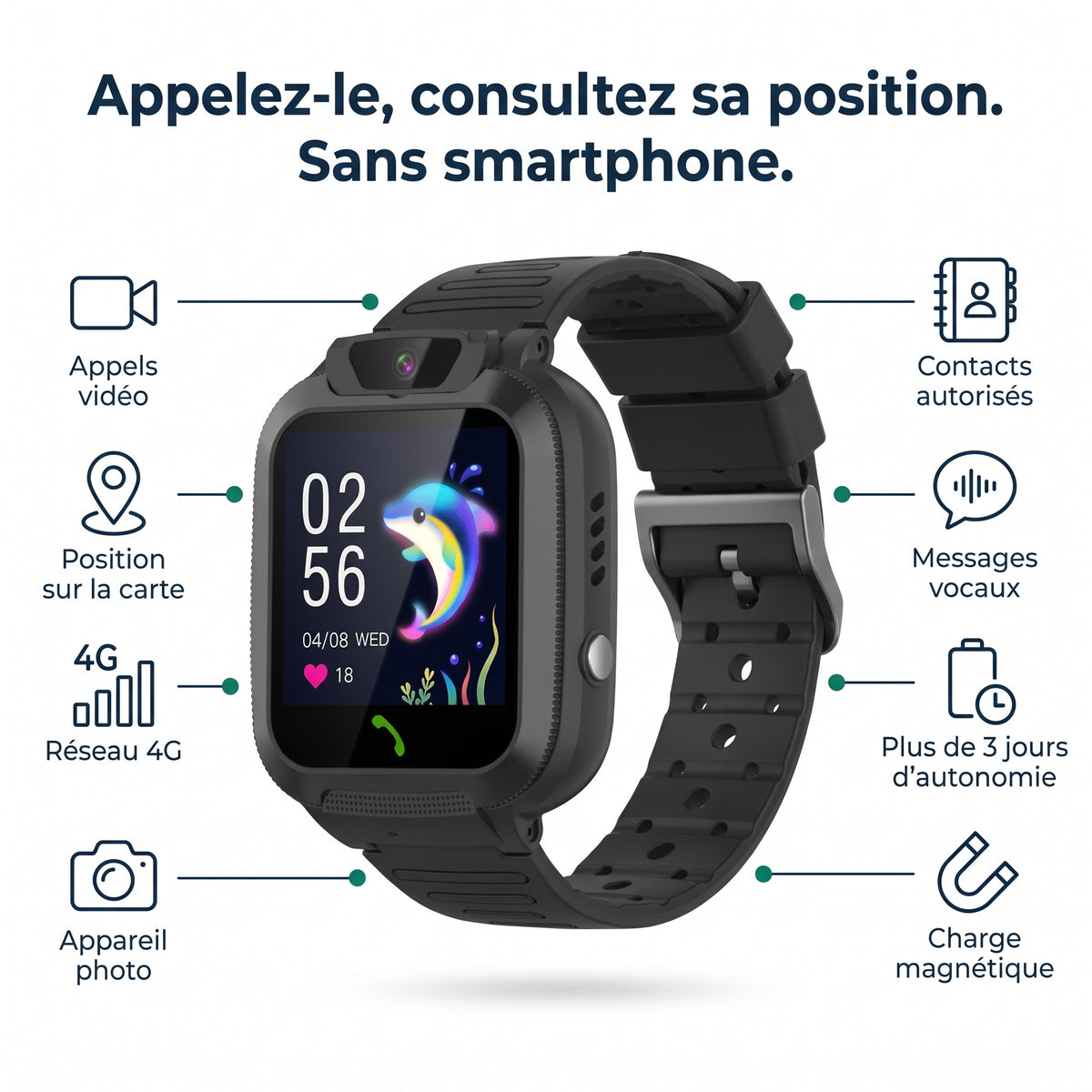 Vaultoor Explorateur : montre connectée 4G enfant 4-7 ans